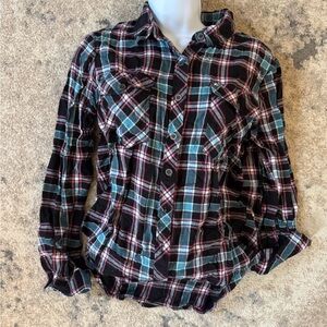 La Hearts Multicolor Plaid Button-Down Shirt